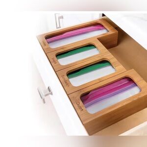 Seville Classics Bamboo Bag Storage Organizer, Set of 4